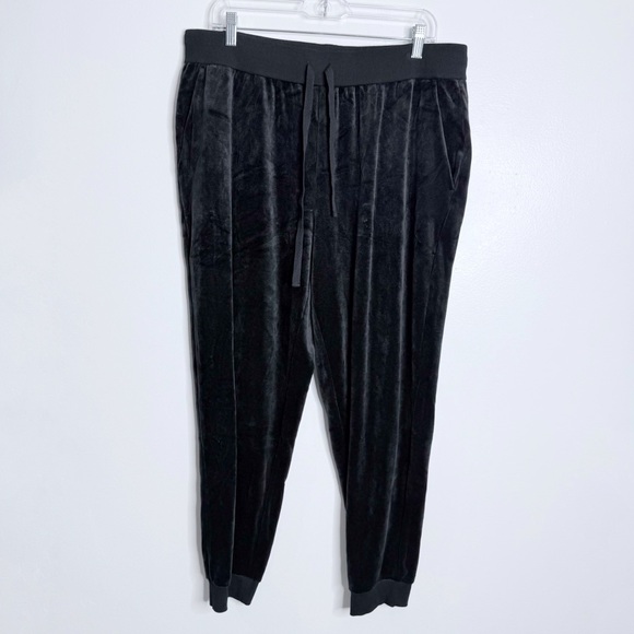 NWOT Eileen Fisher‎ Cozy Velour Knit Jogger Pant Black Large Minimalist Casual - Picture 2 of 9
